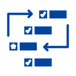 Blue illustration of a prioritized checklist